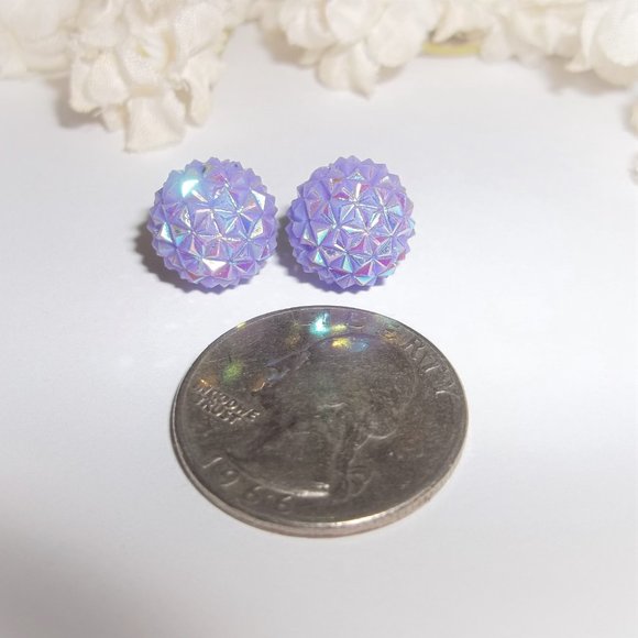 Earring, Purple Earring, AB Aurora Borealis, Earring Set, Small Earring A404 - Picture 3 of 5